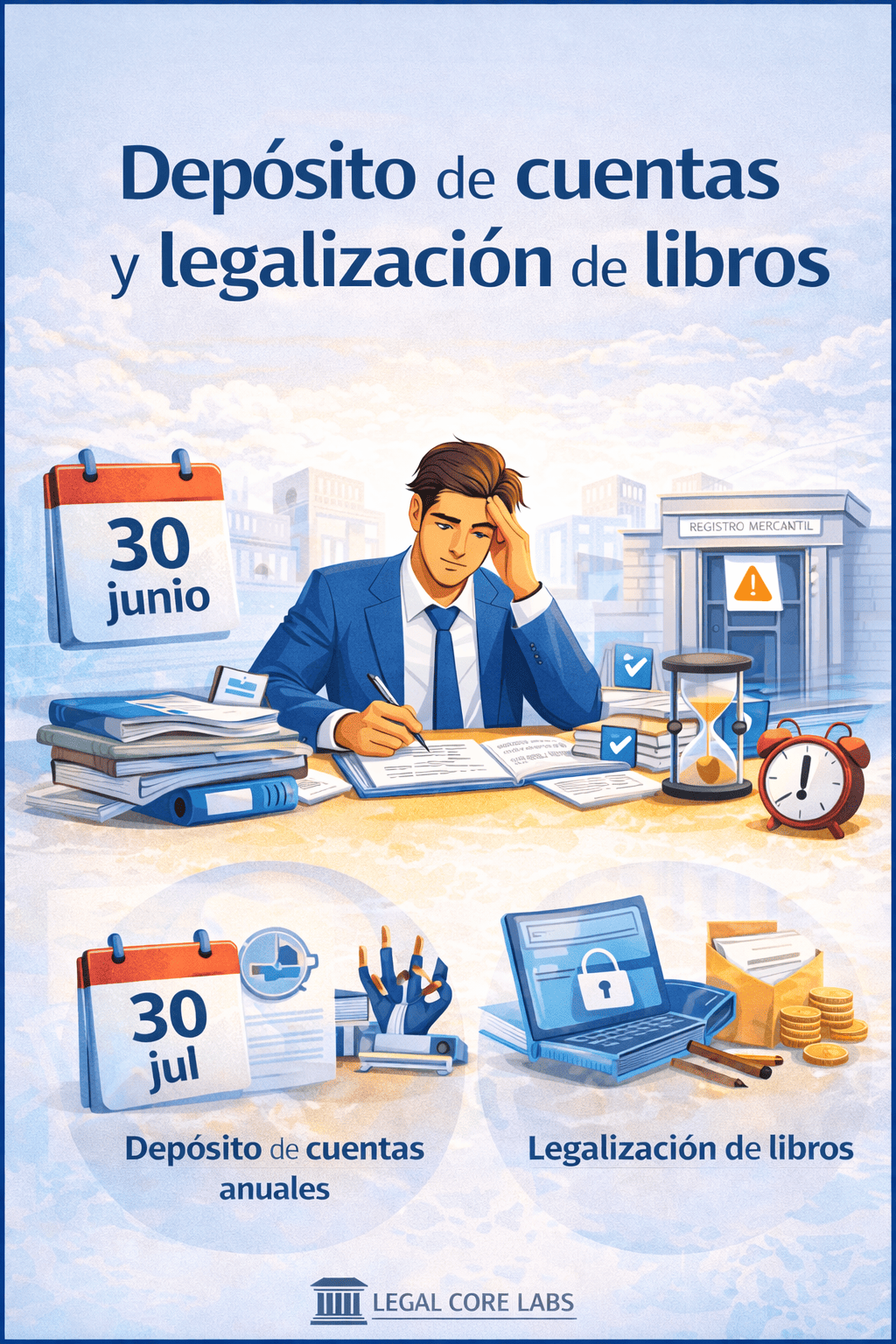 Annual accounts filing and legalisation of corporate books in Spain: deadlines, penalties and how to avoid Registry blocks