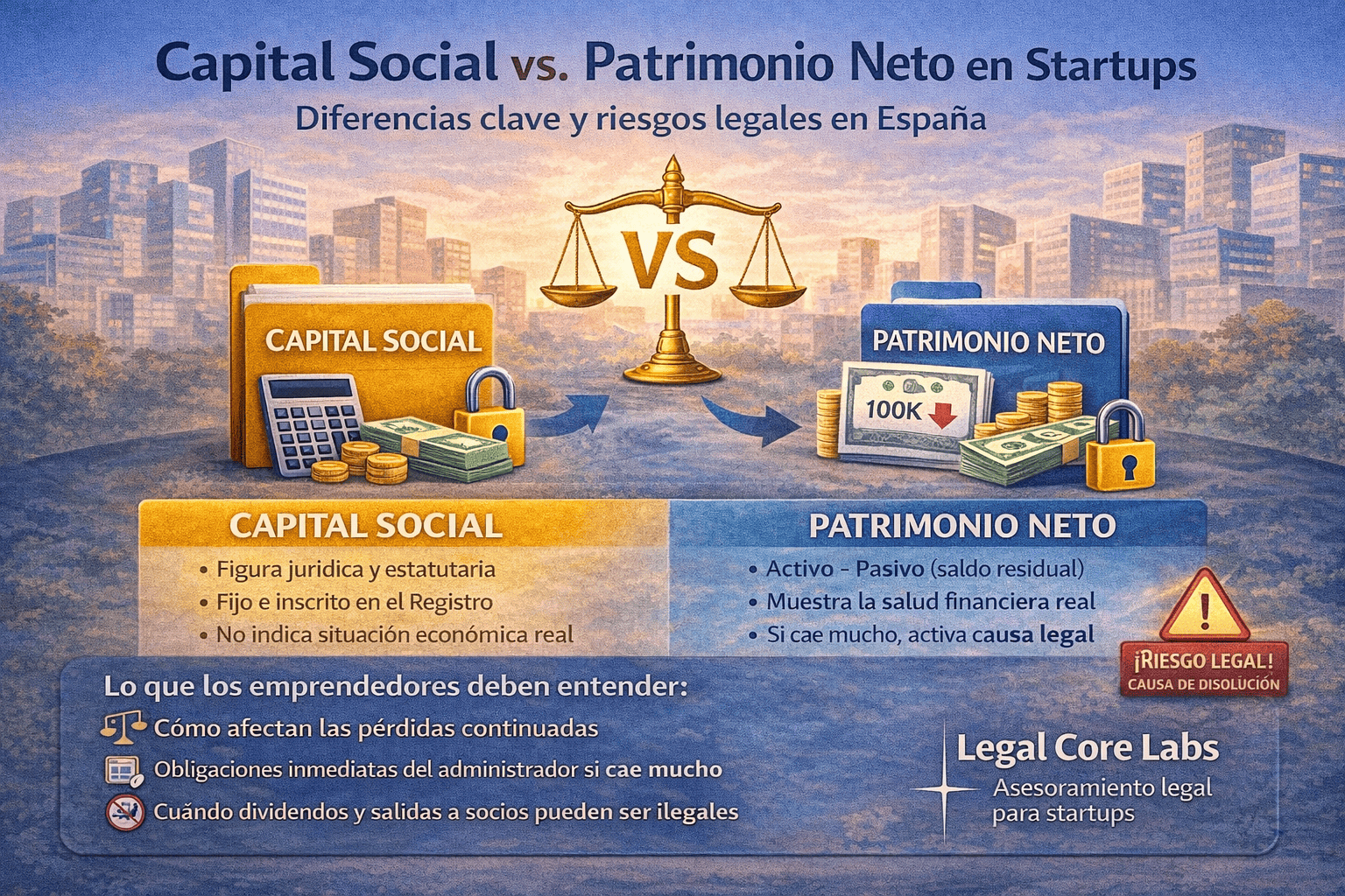 Capital social vs patrimonio social en startups: diferencias, riesgos legales y cómo gestionarlo en España